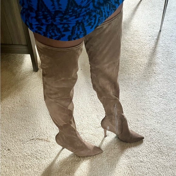 ALDO Genuine Leather Taupe Colored Thigh High Boots - Picture 4 of 4